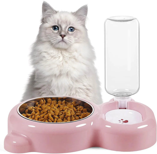 1Set Dog Bowls,Cat Food and Water Bowl Set with Water Dispenser and Stainless Steel Bowl for Cats and Small Dogs Summervibes